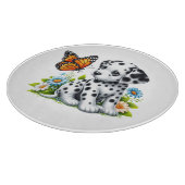 Cute Dalmatian/Butterfly friends カッティングボード (角)