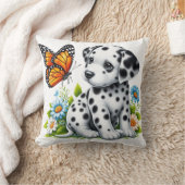 Cute Dalmatian/Butterfly friends クッション (ブランケット)