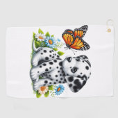 Cute Dalmatian/Butterfly friends ゴルフタオル (横)
