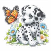Cute Dalmatian/Butterfly friends シール (正面)