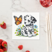 Cute Dalmatian/Butterfly friends スタンダードカクテルナプキン (インサイチュ)