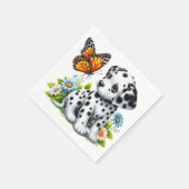 Cute Dalmatian/Butterfly friends スタンダードカクテルナプキン (角)