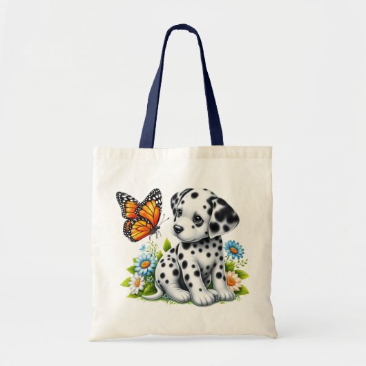 Cute Dalmatian/Butterfly friends トートバッグ (正面)
