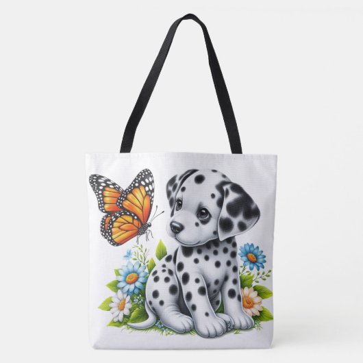 Cute Dalmatian/Butterfly friends トートバッグ (正面)