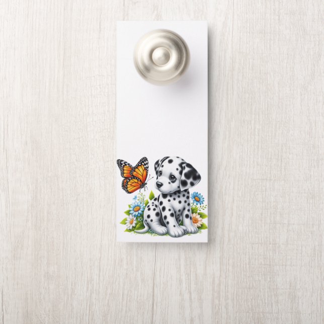 Cute Dalmatian/Butterfly friends ドアノブサイン (ノブ)