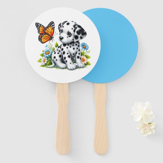 Cute Dalmatian/Butterfly friends ハンドファン (正面&裏面)