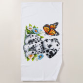 Cute Dalmatian/Butterfly friends ビーチタオル (正面)