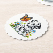 Cute Dalmatian/Butterfly friends ペーパーコースター (アングル)