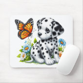 Cute Dalmatian/Butterfly friends マウスパッド (マウス)