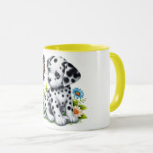 Cute Dalmatian/Butterfly friends マグカップ (正面右)