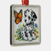 Cute Dalmatian/Butterfly friends メタルオーナメント (右)