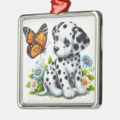 Cute Dalmatian/Butterfly friends メタルオーナメント (左)