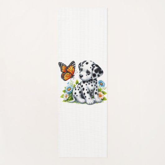 Cute Dalmatian/Butterfly friends ヨガマット (正面)