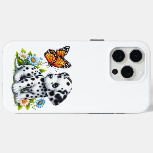 Cute Dalmatian/Butterfly friends Case-Mate iPhoneケース (裏面 (横))