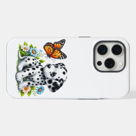 Cute Dalmatian/Butterfly friends iPhoneケース (裏面横)