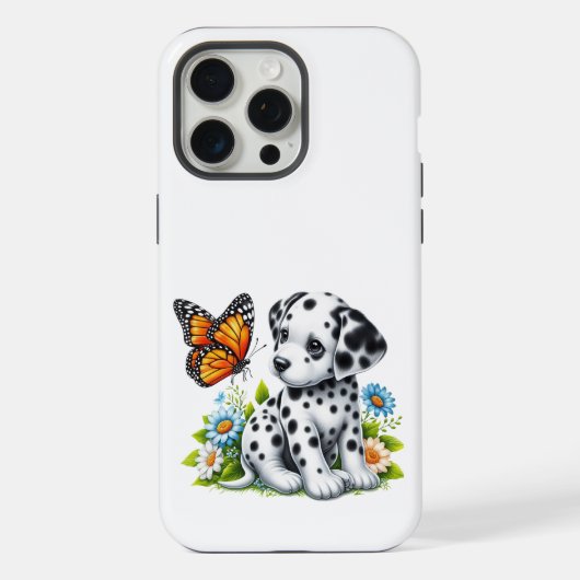 Cute Dalmatian/Butterfly friends iPhoneケース (裏面)