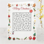 Cute Dalmatian Dog Christmas Maze Puzzle Holiday カード (黄色い花)