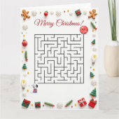 Cute Dalmatian Dog Christmas Maze Puzzle Holiday カード (正面)
