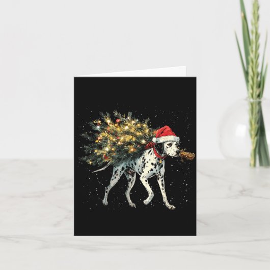 Cute Dalmatian Dog In A Christmas Tree For Men Wom カード (正面)