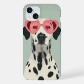 Cute Dalmatian with Heart Sunglasses iPhoneケース (裏面)