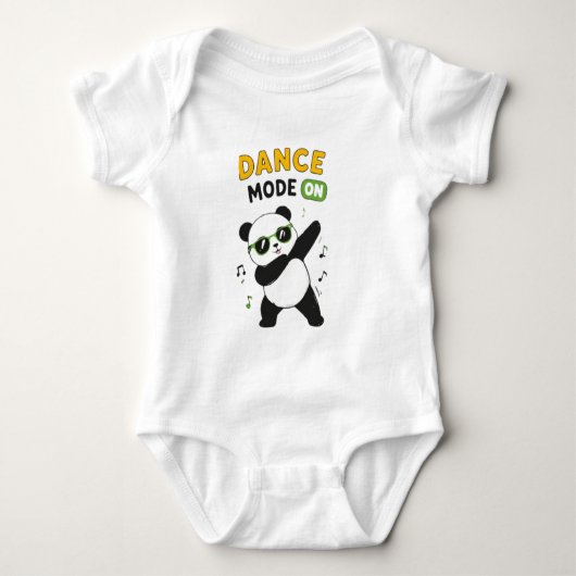 Cute "Dance Mode" Panda Bear Baby Bodysuit Alterna ベビーボディスーツ (正面)