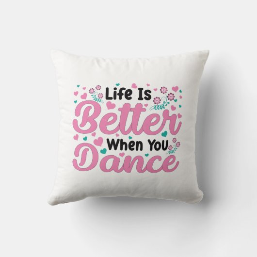 Cute Dancer Saying Pink & Teal Confetti クッション (裏面)