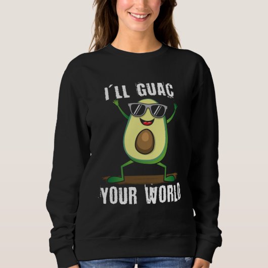 Cute dancing avocado  guac your world  vegan スウェットシャツ (正面)