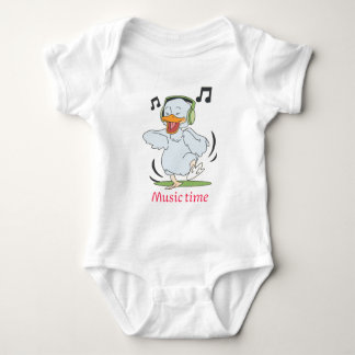 Cute Dancing Duck Baby Bodysuit – Music Time Desig ベビーボディスーツ