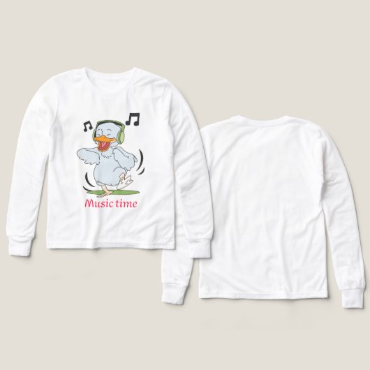 Cute Dancing Duck Cartoon with Headphones – Music  (デザイン 正面＆背面)