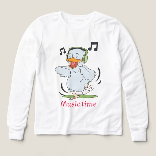 Cute Dancing Duck Cartoon with Headphones – Music  (デザイン正面)