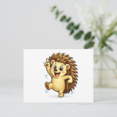 Cute Dancing Hedgehog Cartoon | Funny Woodland Ani ポストカード (スタンド正面)