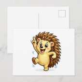 Cute Dancing Hedgehog Cartoon | Funny Woodland Ani ポストカード (正面/裏面)