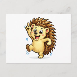 Cute Dancing Hedgehog Cartoon | Funny Woodland Ani ポストカード