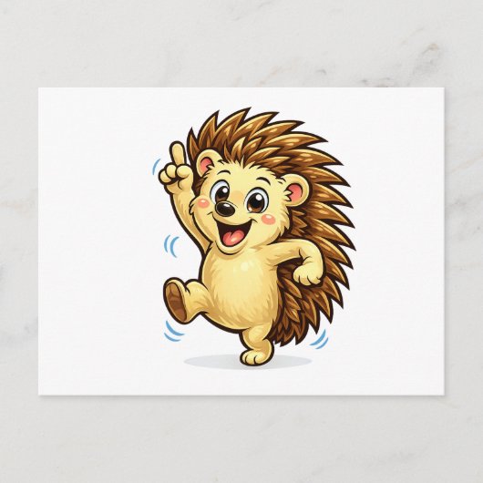 Cute Dancing Hedgehog Cartoon | Funny Woodland Ani ポストカード (正面)