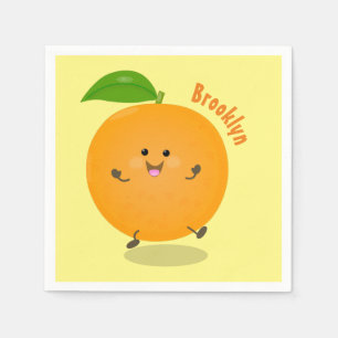 Cute dancing orange citrus fruit スタンダードカクテルナプキン
