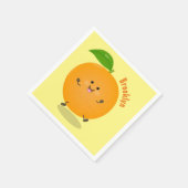 Cute dancing orange citrus fruit スタンダードカクテルナプキン (角)