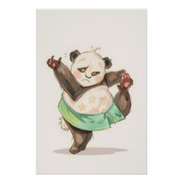 Cute Dancing Panda Poster | Funny Cartoon Wall Art ポスター