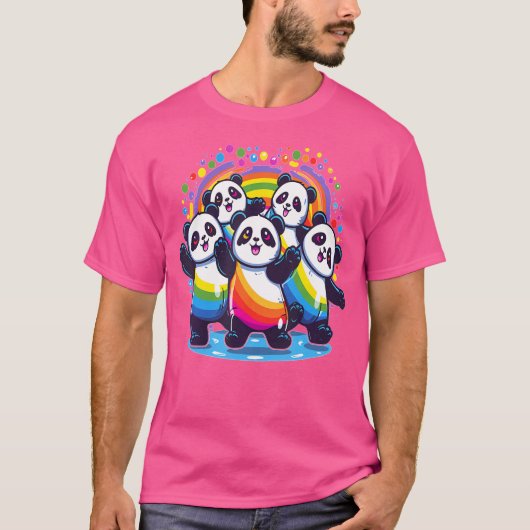 Cute Dancing Rainbow Pandas Edm Festival Tシャツ (正面)