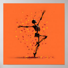 Cute Dancing Skeleton ポスター
