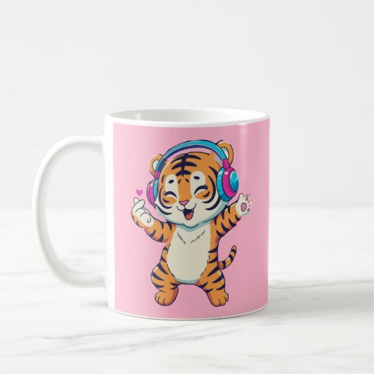 Cute Dancing Tiger  コーヒーマグカップ (左)