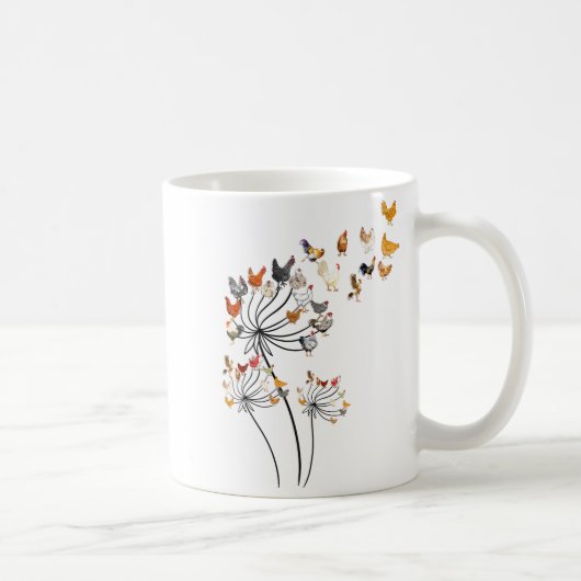 Cute Dandelion Chickens Lover Shirts For Women Gir コーヒーマグカップ (右)