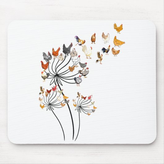 Cute Dandelion Chickens Lover Shirts For Women Gir マウスパッド (正面)