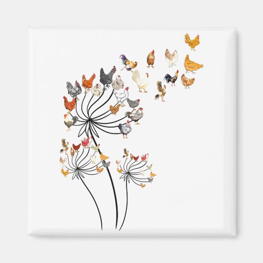 Cute Dandelion Chickens Lover Shirts For Women Gir マグネット (正面)