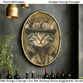 Cute Dapper Steampunk Tabby Cat ET7L Decoupage  薄葉紙