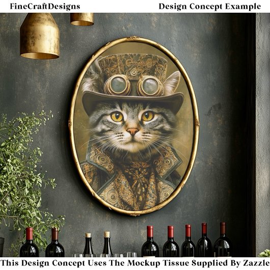 Cute Dapper Steampunk Tabby Cat ET7L Decoupage  薄葉紙
