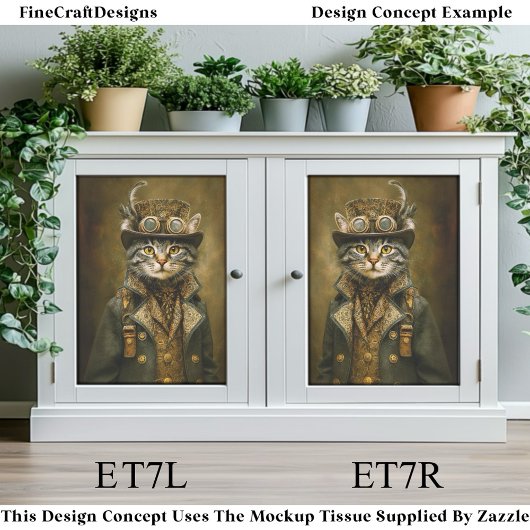 Cute Dapper Steampunk Tabby Cat ET7L Decoupage  薄葉紙