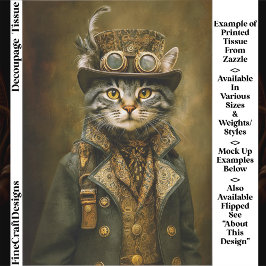 Cute Dapper Steampunk Tabby Cat ET7L Decoupage  薄葉紙