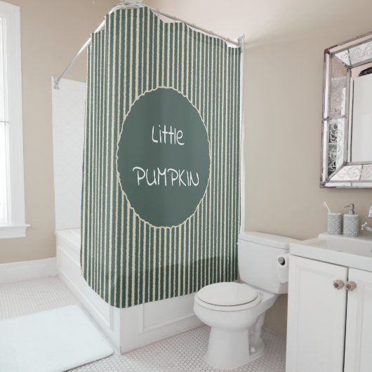 Cute Dark Green Stripes Shower Curtain シャワーカーテン (インサイチュ)