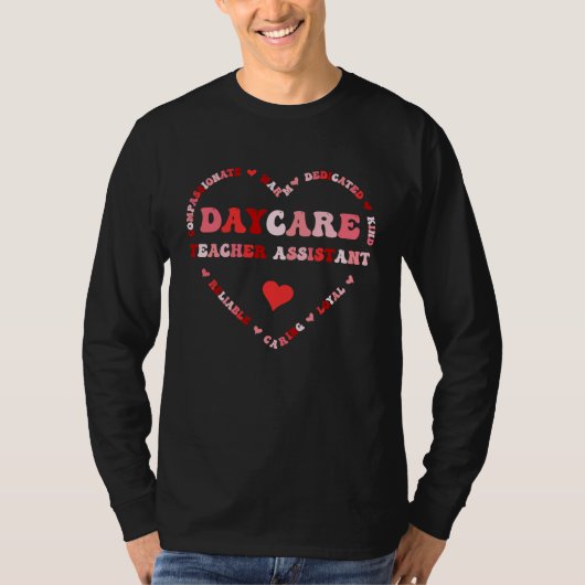 Cute Daycare Teacher Assistant Valentines Day Hear Tシャツ (正面)