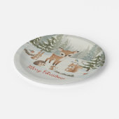 Cute Deer and Woodland Animals Merry Christmas ペーパープレート (アングル)